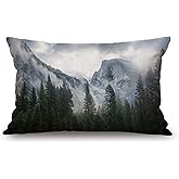 Solekla National Park Nature Mountain Trees Mist Lumbar Throw Pillow Cover 12x20 Inch Decorative Bedroom Living Room Rectanglar Cushion Case for Bed Sofa Couch