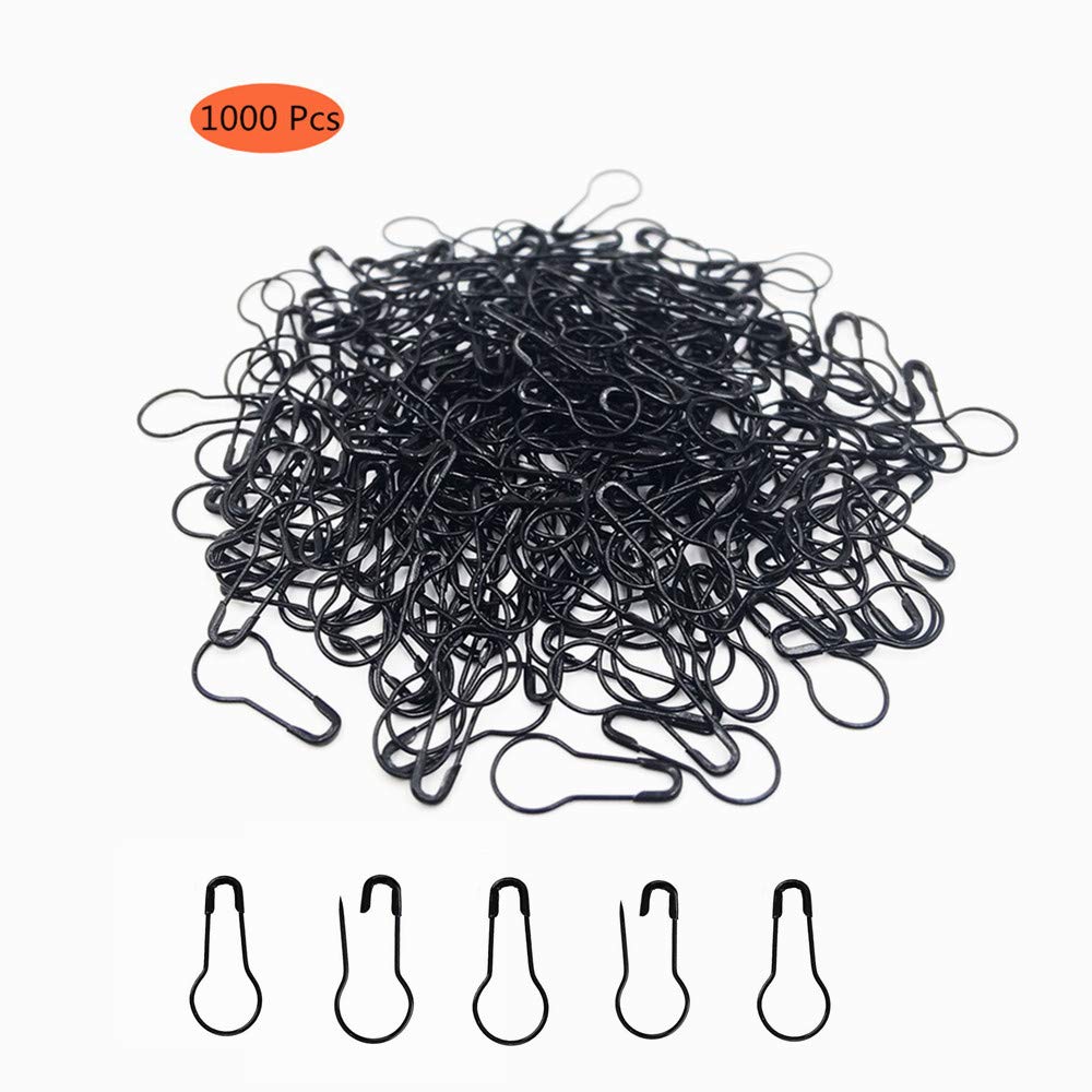 1000Pcs Metal Black Safety Pins/Bulb Pin/Gourd Pin/Calabash Pin for Clothing Crafting and DIY Home Accessories, Suitable for The Tailor