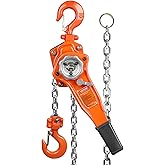 VEVOR Manual Lever Chain Hoist, 3/4 Ton 1650 lbs Capacity 10 FT Come Along, G80 Galvanized Carbon Steel with Weston Double-Pawl Brake, Auto Chain Leading & 360° Rotation Hook, for Garage Factory Dock