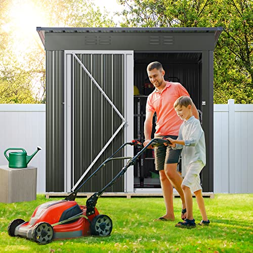 DWVO Outdoor Storage Shed 5x3FT, Heavy Duty Metal Tool Sheds Storage