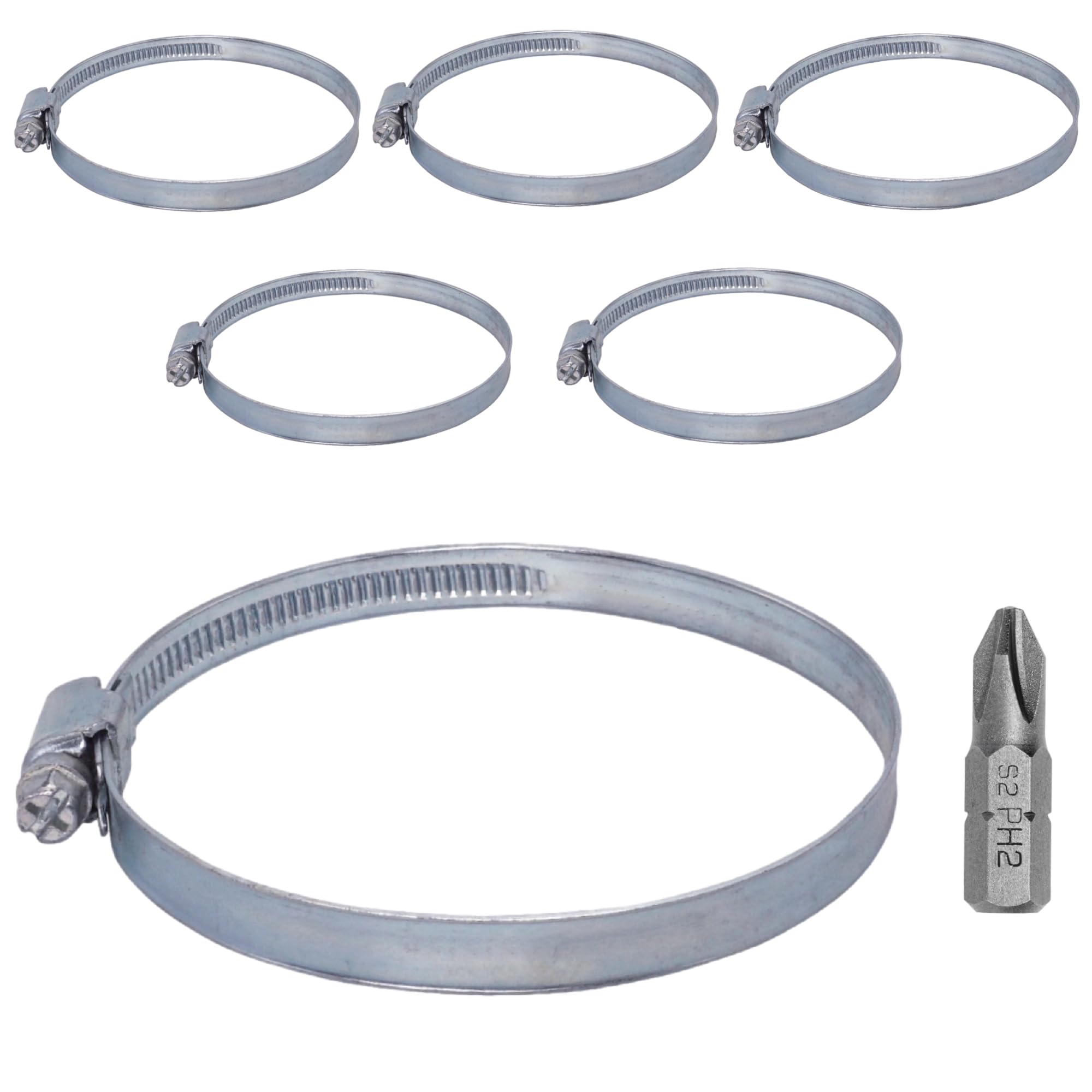 SKIR'CO (6 pcs) Adjustable Hose Clamps 80-100 mm, Galvanized Steel Hose Clamps DIN 3017, Pipe Clamps, Adjustable Diameter Hose Clips