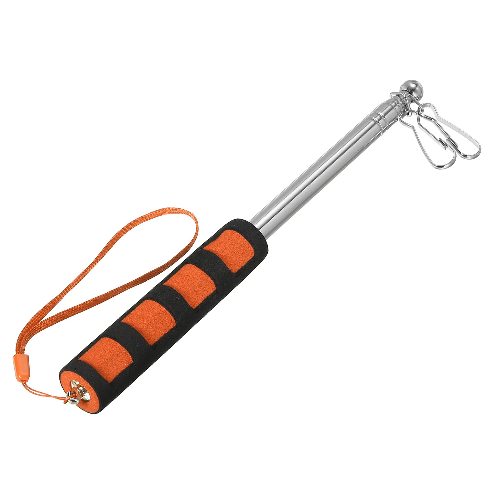 PATIKIL Telescopic Handheld Flagpoles, 4 Feet Sponge Handle Stainless Steel Telescoping Flag Poles Tour Guide Flag Pole with Clips, 6 Sections, Orange