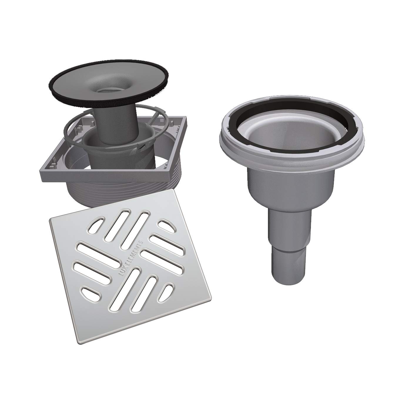 LUX ELEMENTS TUB-BAS-S 100 LTUBE1193 Vertical Drain Pan with Stainless Steel Grate Grey โ image 1