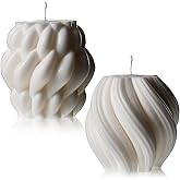 Threlaco 2 Pcs Decorative Pillar Candles Modern Aesthetic Knot Ball Swirl Candles Scented Soy Wax Ribbed Decor for Home Shelf Table Room Decor Christmas Holiday Housewarming Gift