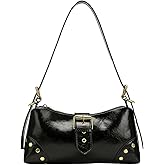 MakeMeChic Women's Faux Leather Buckle Shoulder Bag Top Handle Studded Purse Underarm Handbag