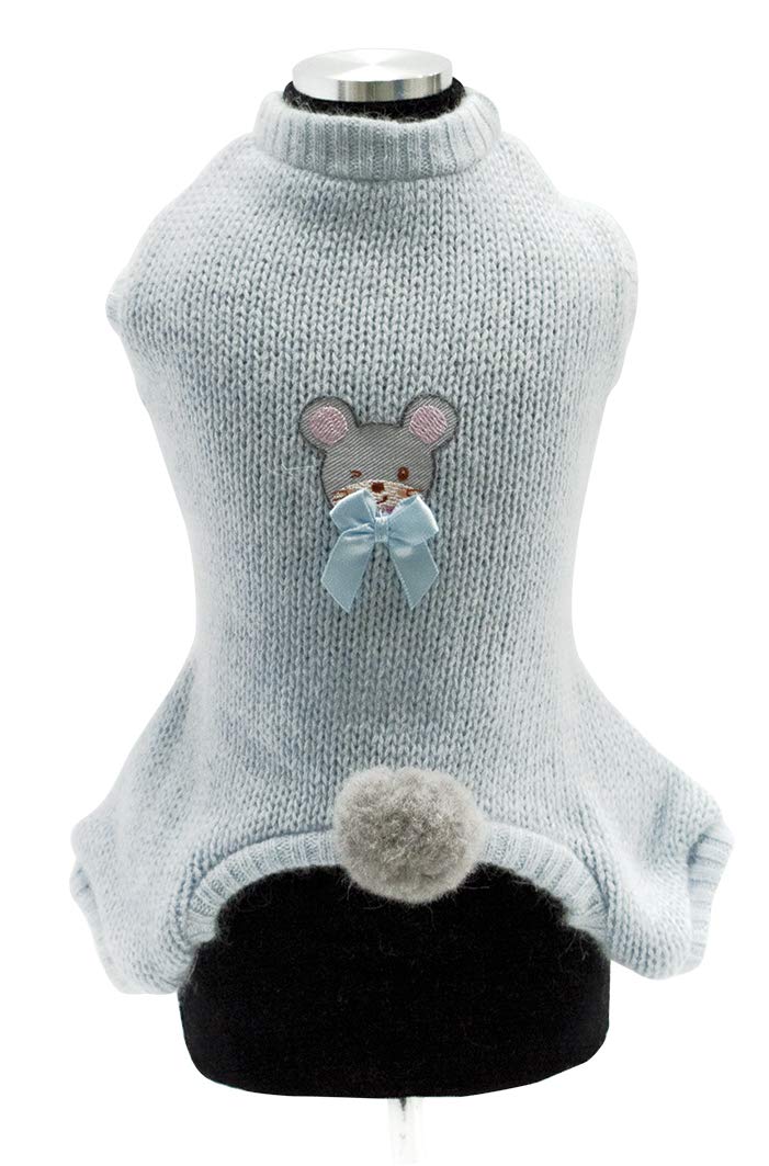 Trilly Tutti Brilli Alizee 4-Leg Wool Socks with Thermal Application and Pompon with Brooch, Medium, Light Blue