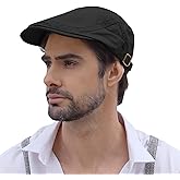 KUJUHA Oversized XXL Flat Cap for Men Cotton Flat Irish Cabbie Ivy Gatsby Newsboy Driving Hat Hunting Cap