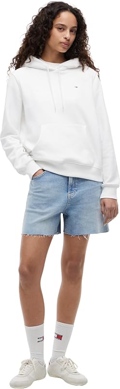 Damen Tjw Reg Flag Hoodie Dw0dw19958 Pullover-Kapuzenpulli, Weiß (White), M EU