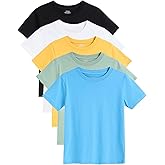 Gihuo 5 Pack Boys Tshirts Short Sleeve Shirts for Boys Cotton T-Shirts Kids Tees Clothes Summer Tops