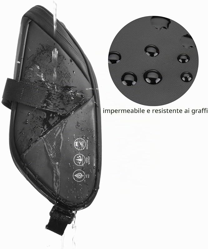 - borsa da sella per bicicletta, con riflettente, impermeabile, multifunzione, resistente agli strappi, per mountain bike, bici da corsa