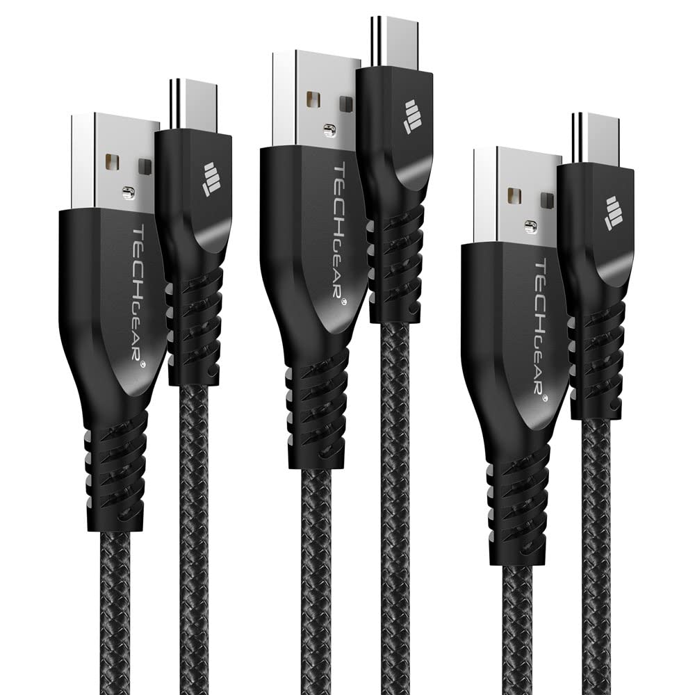 TECHGEAR 3 Pack STRONG Braided USB C Charger Cable & Sync Cables (30cm+1m+2m) for USB Type-C Compatible with iPad Pro 11" 12.9" 13" 2025-2018, Mini 7/6, iPad Air 11"/13"/4th/5th 10.9", iPad 10th/11th