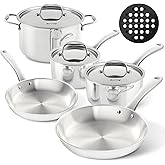 Duxtop Whole-Clad Tri-Ply Stainless Steel Induction Cookware Set, 9PC Kitchen Pots and Pans Set