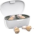 MEIMOUSE Hearing Aids for Seniors, Invisible Hearing Amplifiers with Noise Cancelling, Rechargeable Hearing Aids for Severe Hearing Loss Adults, Comfort In-ear Hearing Devices (White skin tone)