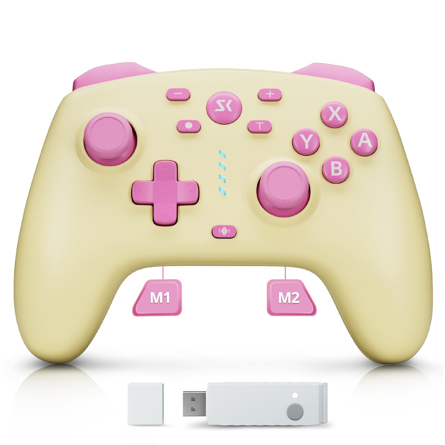 Photo 1 of *** STOCK PHOTO SIMILAR NOT EXACT *** ISHAKO PC Gaming Controller - Wireless/Bluetooth Controller with 1200mAh Battery, 4-Back Buttons, Hall Effect Joysticks&Triggers, Work for Windows PC, Steam, Luna, Tesla, Mac, Android and Switch - CREME AND PINK 