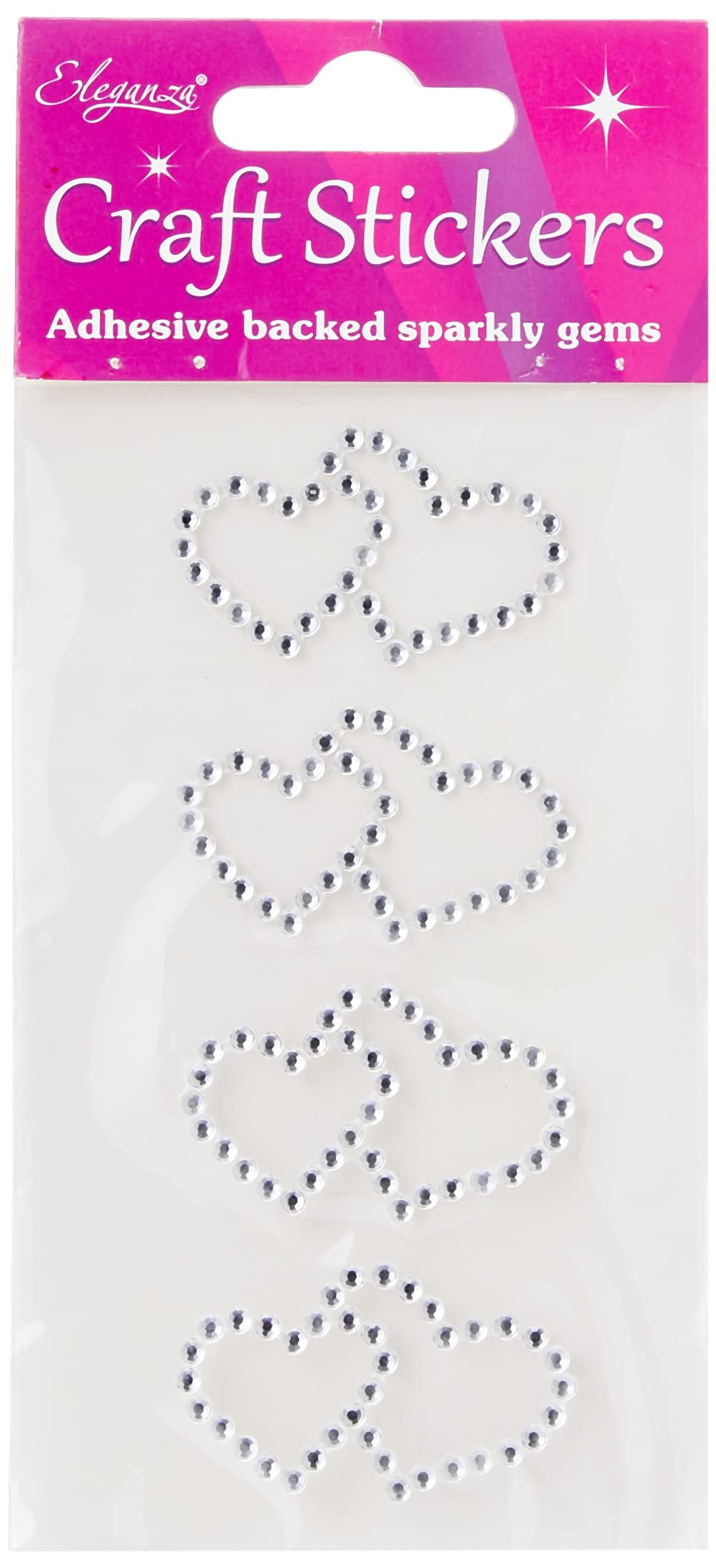 Eleganza Double Open Heart Stickers, Silver, 1