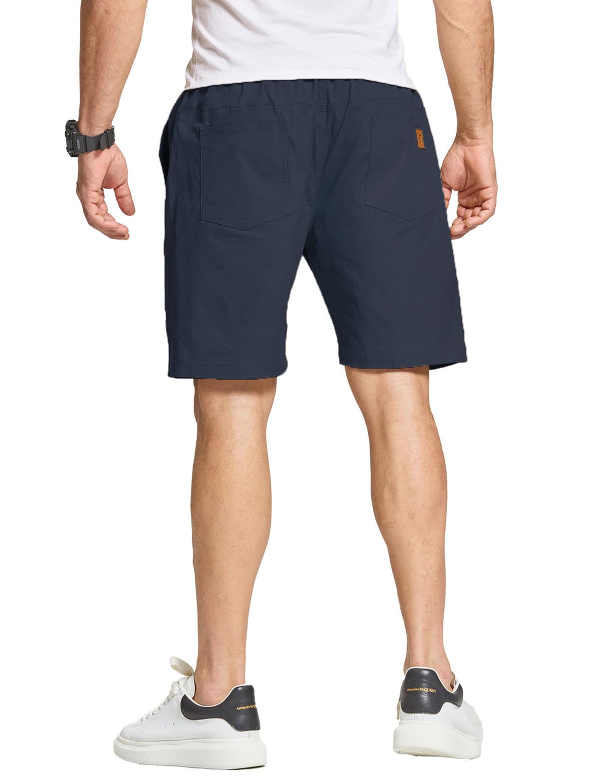 JustSun Kurze Hosen Herren Shorts Sommer Chino Stretch Baumwolle Freizeithose Kurze Jogginghose Sporthose Sport Elastische Taille mit Taschen Blau XL 2