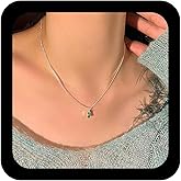 Xduargs Boho Crystal Emerald Necklace Choker Vintage Emerald Crystal Necklace Green Birthstone Necklace Geometric Square Emerald Necklace Chain Jewelry for Women