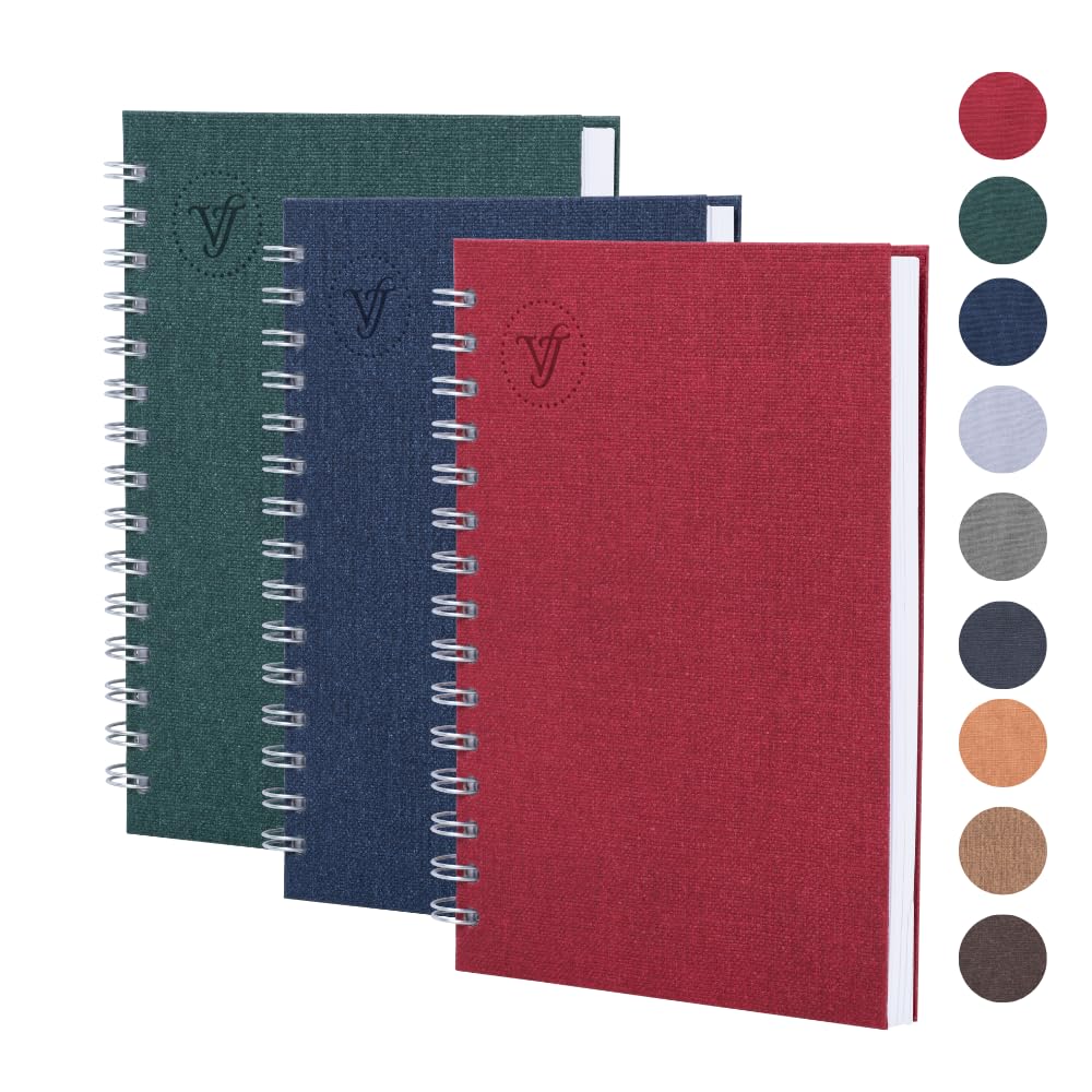 Victoria's Journals - Notebook A5, Hardcover A5 Lined Notebook with 8mm Line Spacing, 100 gsm, 200 Pages, Pack of 3, ‎‎14.8 x 5 x 21 cm, Coloured