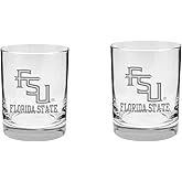 RFSJ Florida State Seminoles 2-Sided, Etched Satin Finish, Rock (or Whiskey) Glass - Set of 2, 14 oz