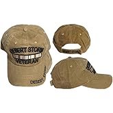 Desert Storm Veteran Ribbon Khaki Tan Cotton Embroidered Cap