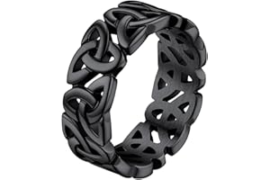 FaithHeart Celtic Knot Band Rings for Men Women, Stainless Steel/18K Gold Plated Viking Wedding Bands with Delicate Gift Packaging