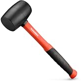 ValueMax 8oz Rubber Mallet Hammer, Fiberglass Handle, Double-Faced Soft Mallet, Soft Blow Tasks without Damage for Camping, Flooring, Tent Stakes, Woodworking
