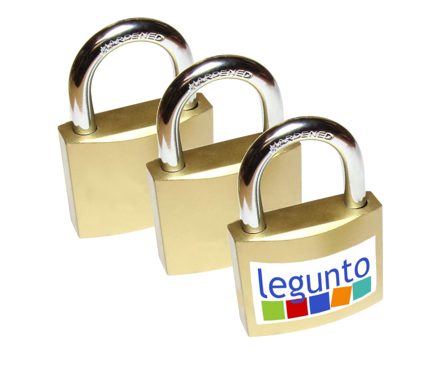 legunto 3 x Padlock keyed Alike. Very Stable Padlocks with 18 Keys That fit Every Lock in The Set., Silver