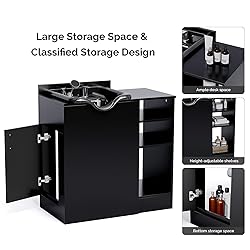 OmySalon Shampoo Bowl with Cabinet, Portable Salon