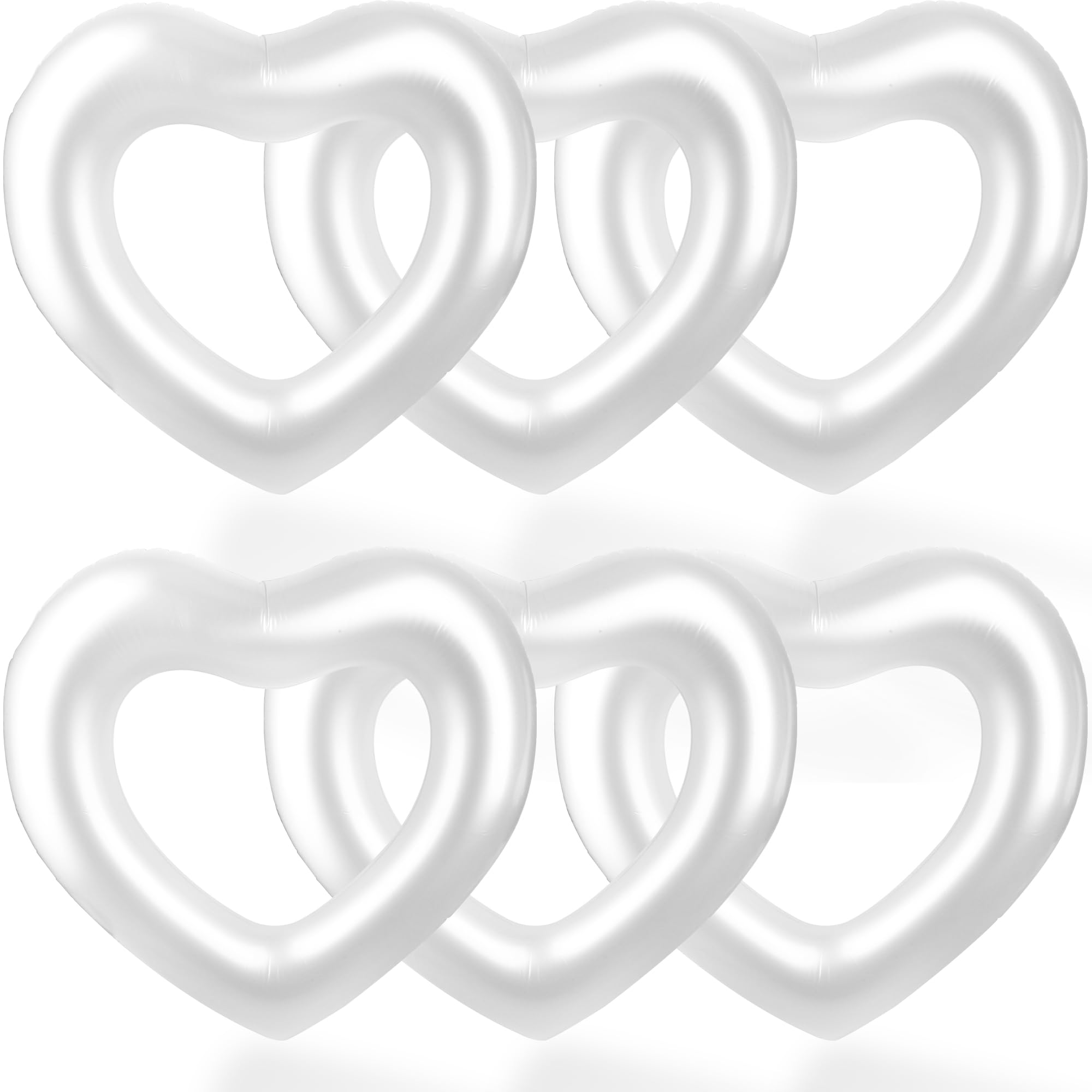 Octaday 6 Pack Inflatable Heart Pool Float Blow up Heart Shaped Swim Ring Summer Heart Swimming Tube for Water Fun Party Toys, 47.3 x 39.4 Inch