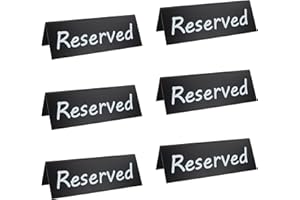 MATIMASU 6 Pack Acrylic Reserved Table Signs for Wedding Party Restaurant - Double Sided Reserved Tent Sign for Tables Chairs - Wedding Accessories Guest Reservation Sign - 5.9 x 2 Inches -Black