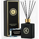 Aroma Loft Black Reed Diffusers for Home | Premium Fragrance Diffuser | Reed Diffuser Sticks in Oil Set with Cashmere Vanilla Scent | Smell Good Stuff | Long-Lasting Oil for Bathroom & Office (5 oz)