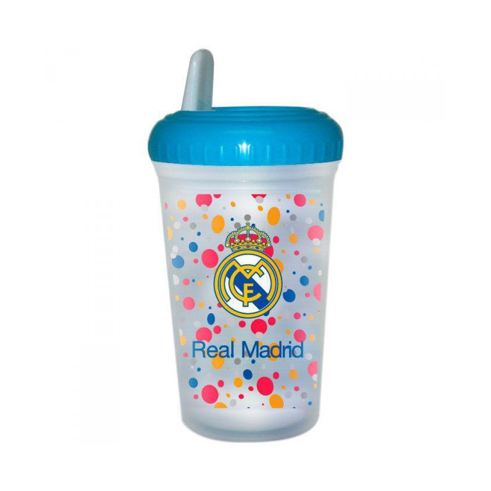 Real Madrid – Glass with Lid and Drink, 14 x 8 cm (Seva 9201068)