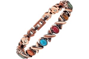 EnerMagiX Copper Ankle Bracelet for Women, Pure Copper Coloured Turquoise Magnetic Anklet, Healthy Jewelry Gift(0176)