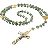 RUDELL Catholic Necklace – Rosary Beads with Saint Benedict Cross, Prayer Cross Necklace for Women and Men, Religious Gift