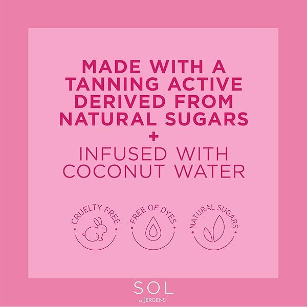 SOL BY JERGENS DEEP WATER SELF TANNER MOUSSE, WATER-BASED SUNLESS TANNER WITH COCONUT WATER FOR FAKE TAN, DYE-FREE TANNING ACTIVE DERIVED FROM NATURAL SUGARS, DEEP COLOR, 5 OUNCE