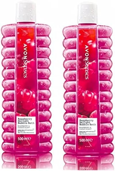 Avon Senses Raspberry Delight Bubble Bath 500ml Pack of 2 Fruity Natural