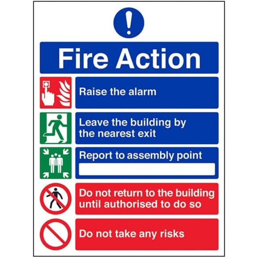 V Safety FIRE ACTION - GENERAL FIRE ACTION 5 MESSAGE RISKS - 150 X 200MM PACK OF 10