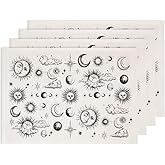 SUPERDANT 4PCS Sun and Moon Phases Underglaze Paper Transfer Stars Transfer Paper for Clay Ceramic Porcelain Under Glaze Transfers for Pottery Enamel Decals Black Underglaze Decal Papers
