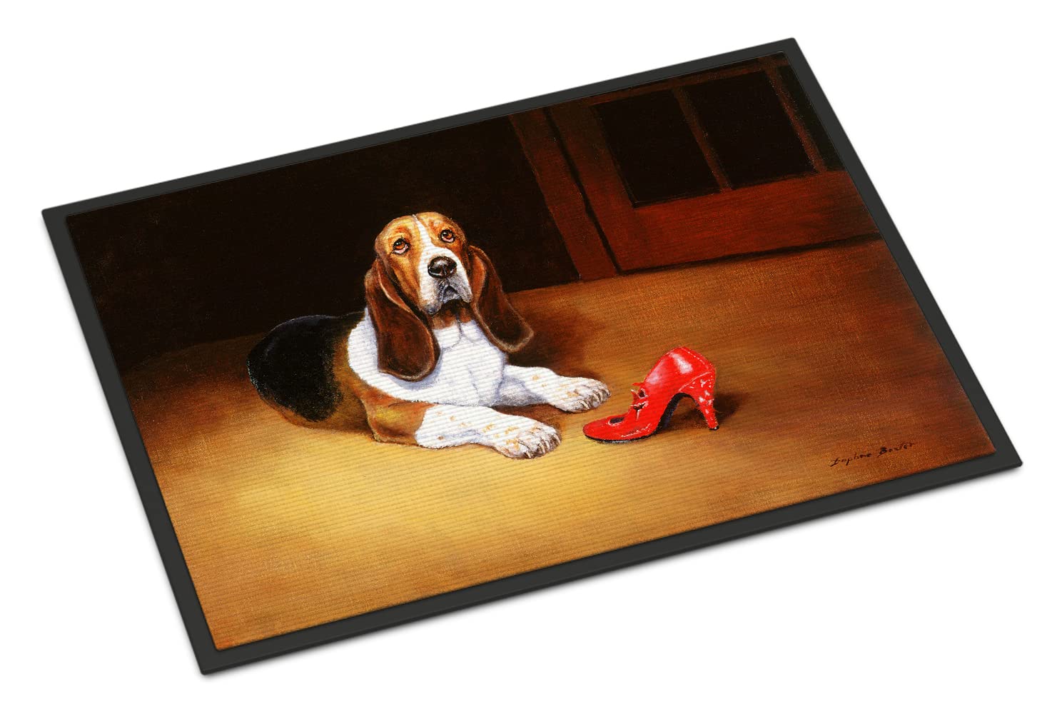 Caroline's Treasures Doormat, Polyester, Basset and Shoe, 2' x 3' (Rectangular)