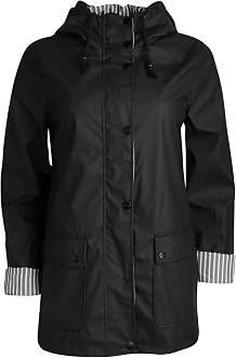 Urban Republic Woman’s Raincoat - Waterproof Slicker Shell Windbreaker Rain Jacket (S-3XL) Size Large Black
