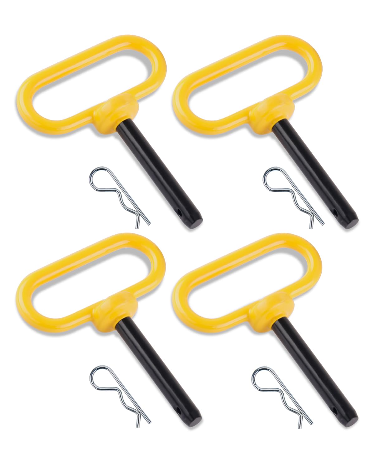 2Pack Yellow Hitch Pin 1/2x3 Inch Trailer Pin With Clip Rubber Handle