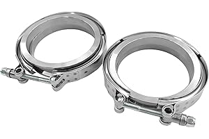 WELLBOX 3.5 Inch V Band Clamp 2pcs with Flange Male Female, 3.5" V-Band for Pickup Truck Turbo Downpipe Exchange Exhaust Systems