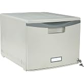 Storex Plastic One-Drawer File Cabinet &ndash; Locking Document Organizer for Home and Office, Gray, 1-Pack (61251B01C)