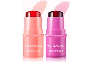 Lingyun 2 Pcs Cooling Water Jelly Tint,Multi-Use Cheek and Lip Stain-Chill Coral&Berry Water Jelly Blush Lip Gloss,Creates A Moist Watercolor Effect-1,000+ Swipes Per Stick Vivid Color