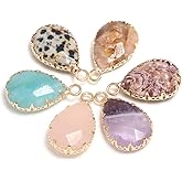 QSLLER 10PCS Waterdrop Shape Natural Stone Pendants Faceted Crystal Agate Amethyst Stone for Jewelry Making Necklace Bracelet