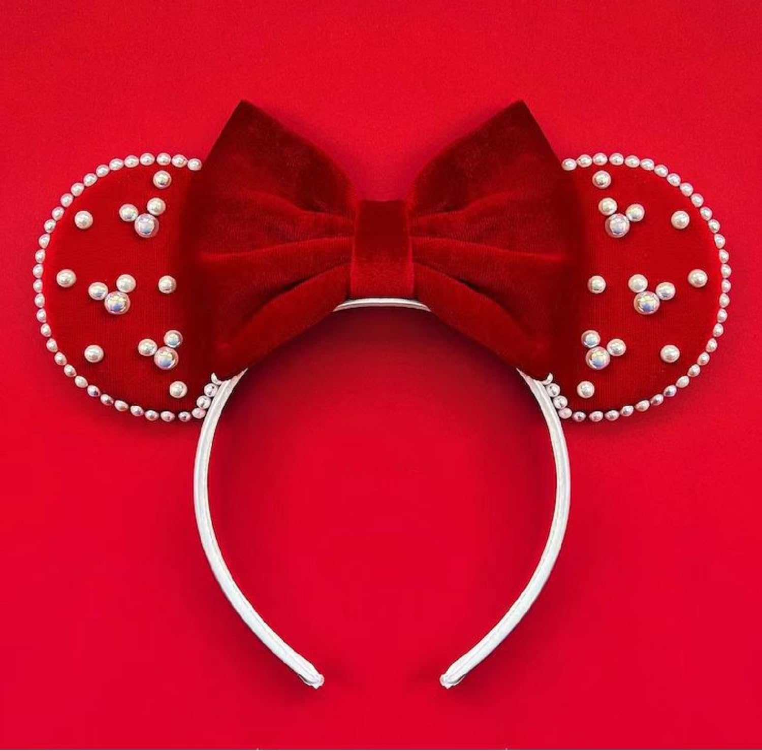 Photo 1 of LSHDXD Christmas Mouse Ears Bow Headband, Glitter sequin Birthday Girl Headband Hair bands (red)