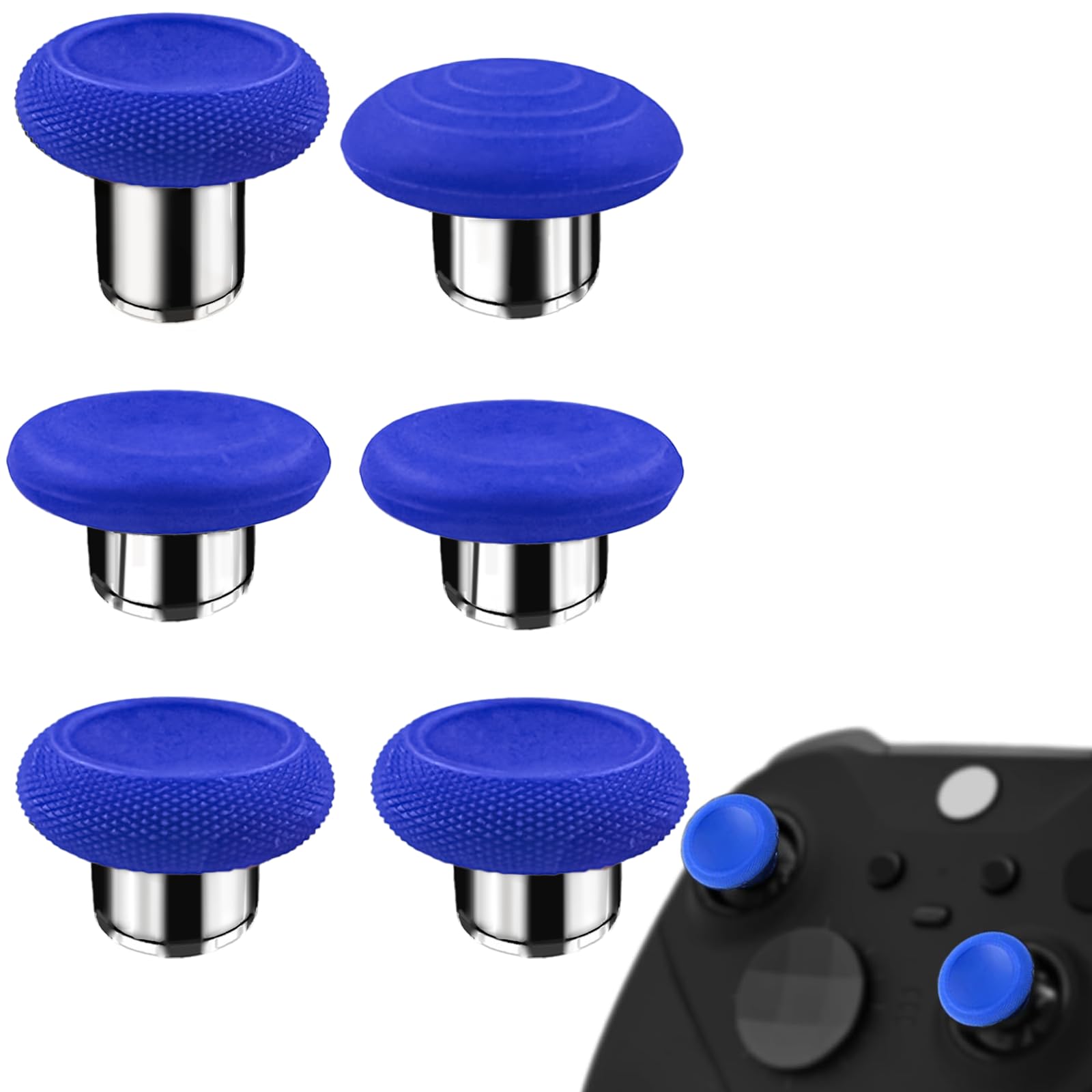 6 in 1 Metal Thumbsticks Replacement for Xbox Elite 2 Core Controller,Swap Magnetic Joysticks for Xbox One Elite Series 2 Controller Replacement Parts for Xbox Elite Controller(Blue)