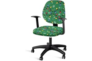GLENLCWE Green Christmas Tree Office Computer Chair Seat Covers Removable Washable Desk Chair Seat Cushion Protector for Backrest and Cushion Christmas Decorations