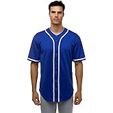 JC DISTRO Men's Baseball Short Sleeve Plain Button Down Team Jersey