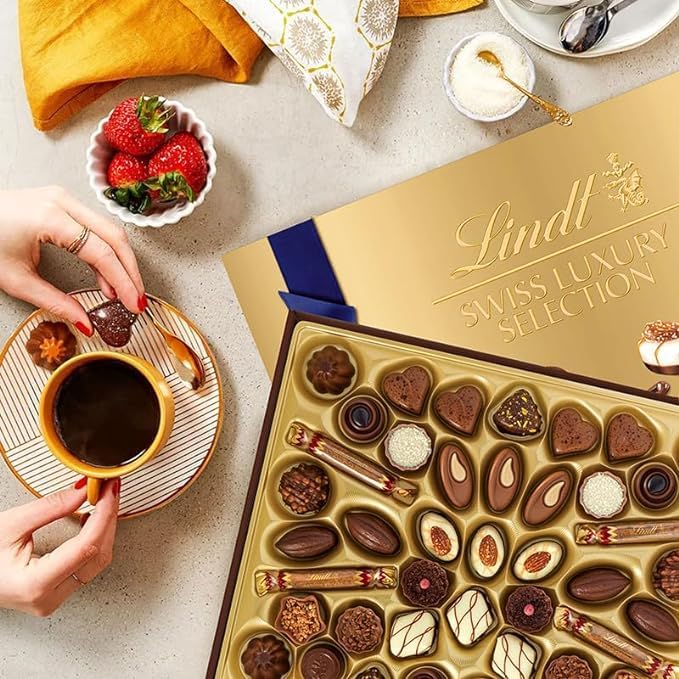 Bonbons de chocolate Swiss Luxury Selection, acabados à mão, caixa de chocolates para oferecer como presente, 230G